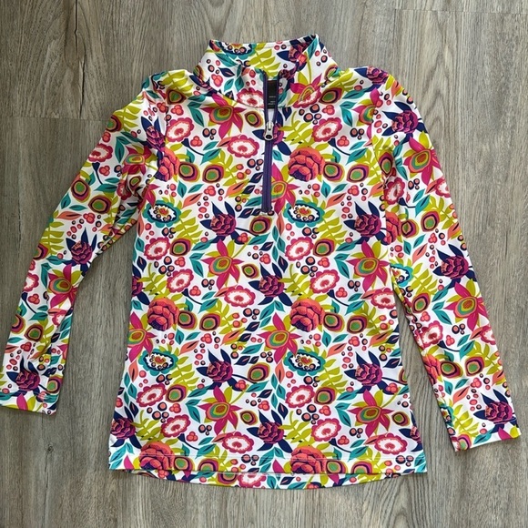 Spyder Other - NWOT Spyder Kids Girl's L 14-16 Blue Pink Colorful Floral Half Zip (H24)